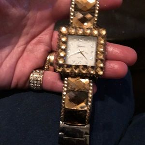 Amber colored sparkle watch
